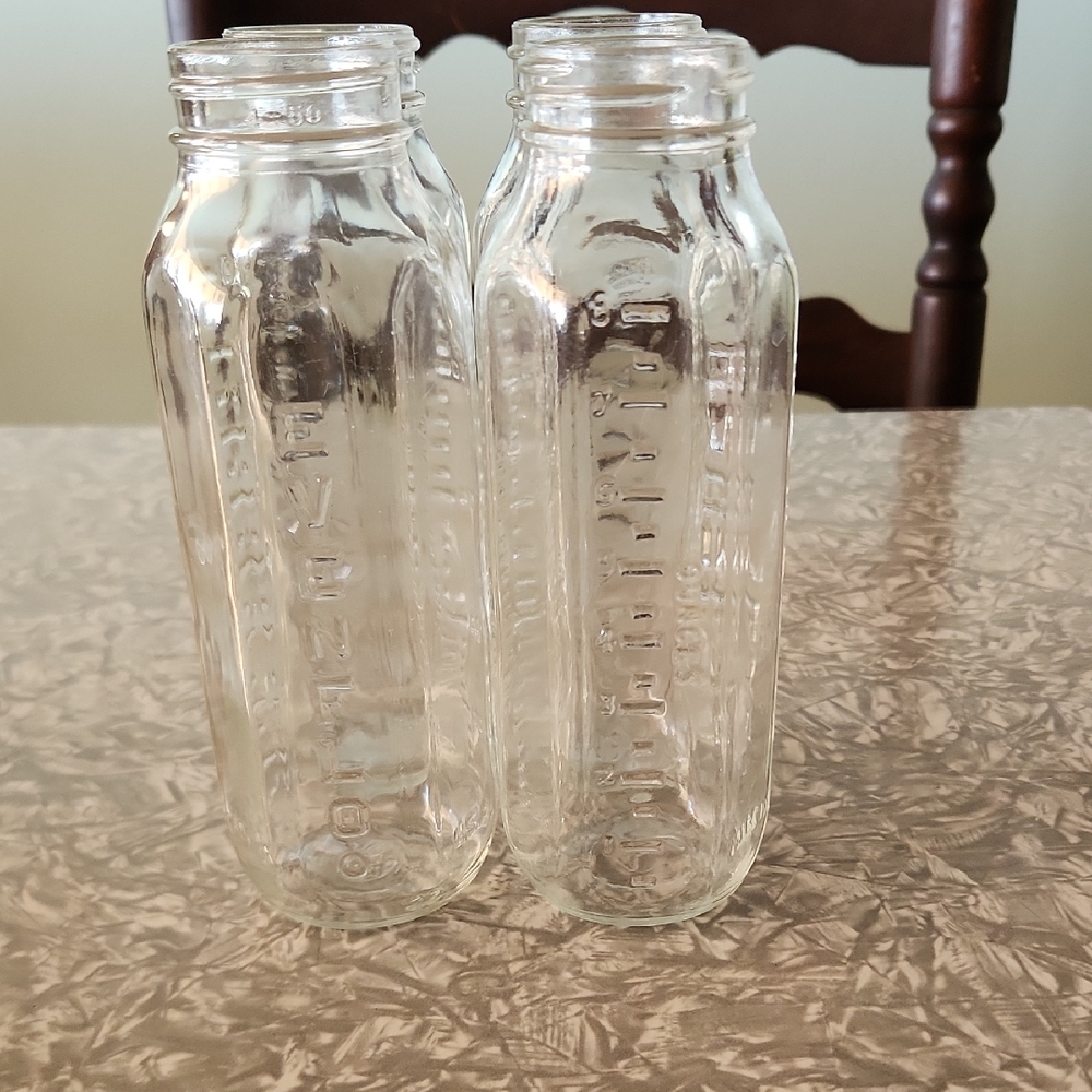 Vintage Clear Glass Beverage Bottles Set
